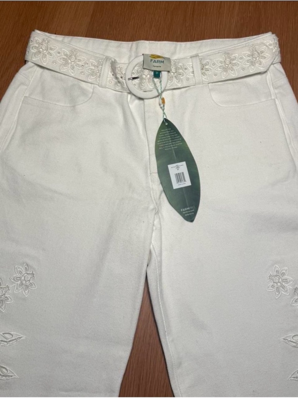 FARM Rio Cream Wide-Leg Laser-Cut Flare Jeans - Picture 4 of 8